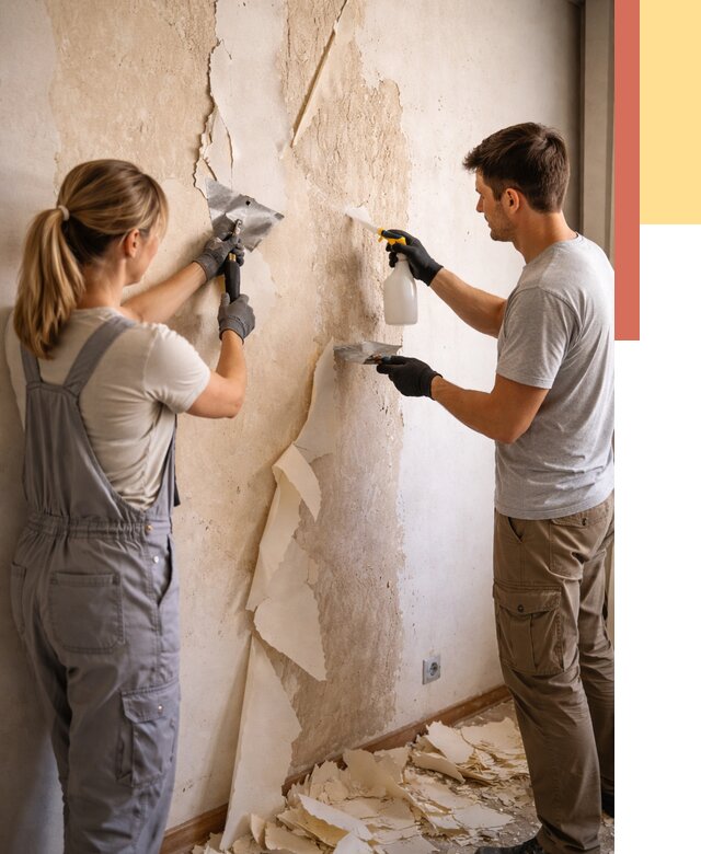 Снятие старых обоев в Люберцах от 5524 руб. под ключ недорого | ОТДЕЛОЧНИК-Люб