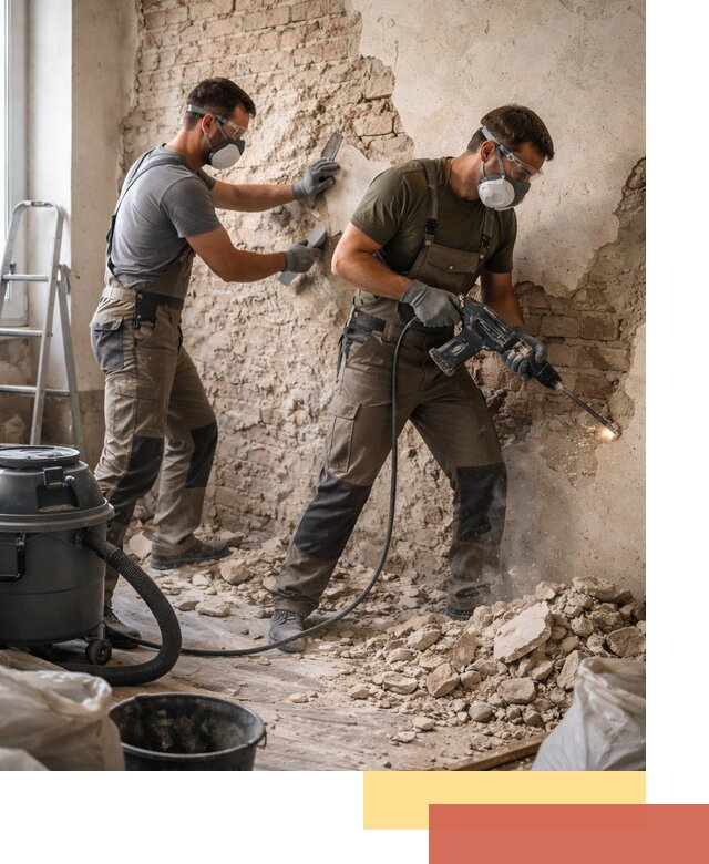 Демонтаж штукатурки со стен в Люберцах быстро и аккуратно