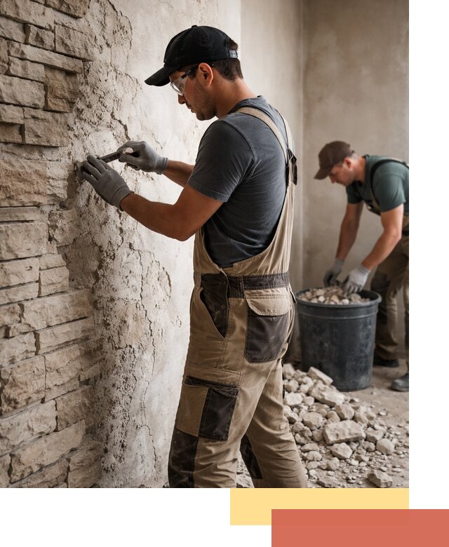 Демонтаж декоративного камня в Люберцах профессионально и безопасно