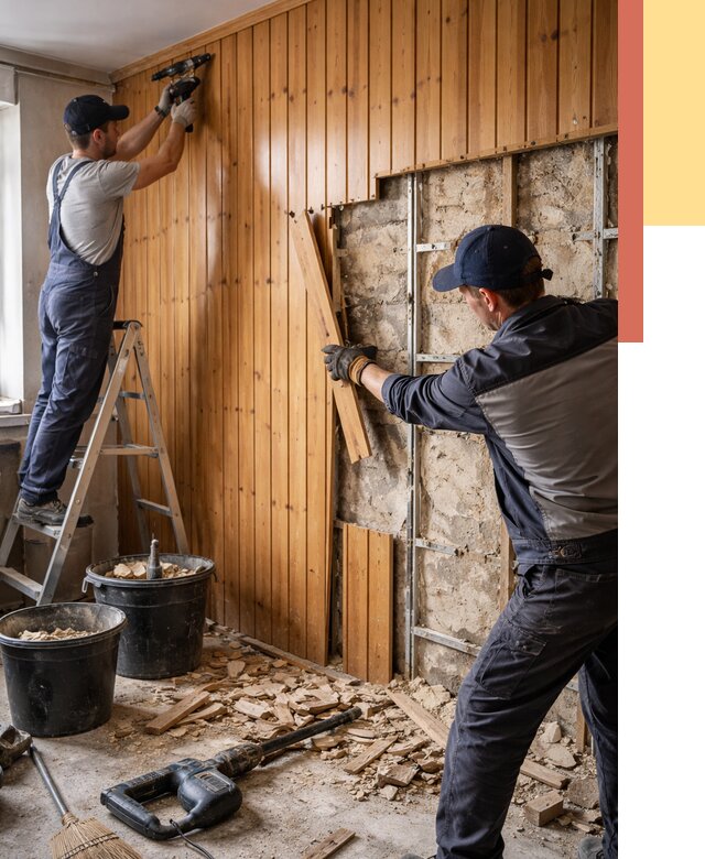 Демонтаж вагонки со стен в Люберцах от 1526 руб. — снятие, удаление, срочно | ОТДЕЛОЧНИК-Люб