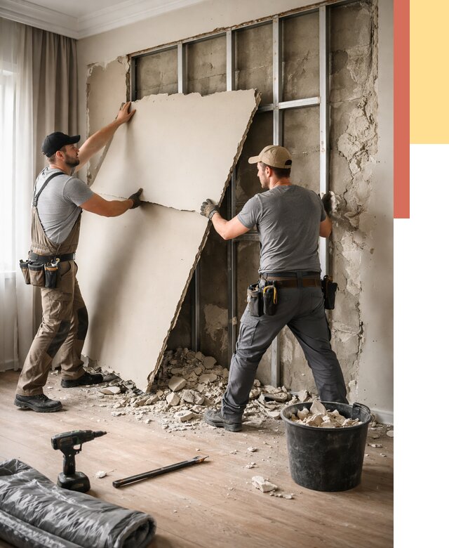 Демонтаж гипсокартона со стен в Люберцах от 368 руб. — услуги демонтажа | ОТДЕЛОЧНИК-Люб