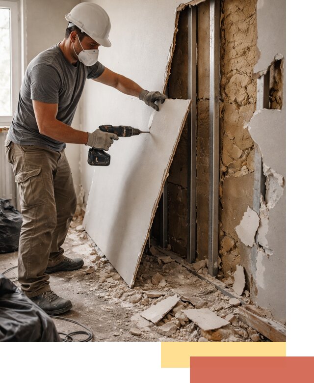 Демонтаж гипсокартона со стен в Люберцах качественно и быстро