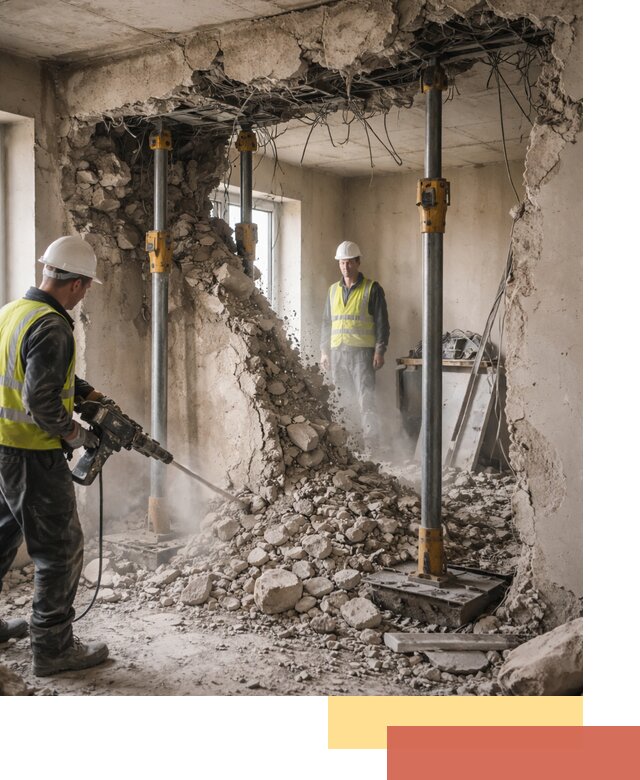 Снос несущих стен в Люберцах с гарантией безопасности и качества