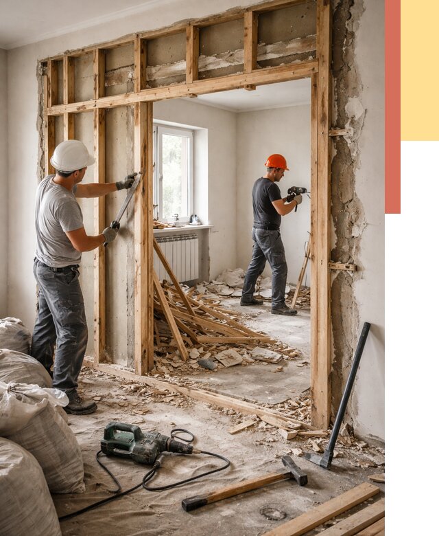 Демонтаж деревянных перегородок в Люберцах от 3367 руб. — быстро и недорого | ОТДЕЛОЧНИК-Люб