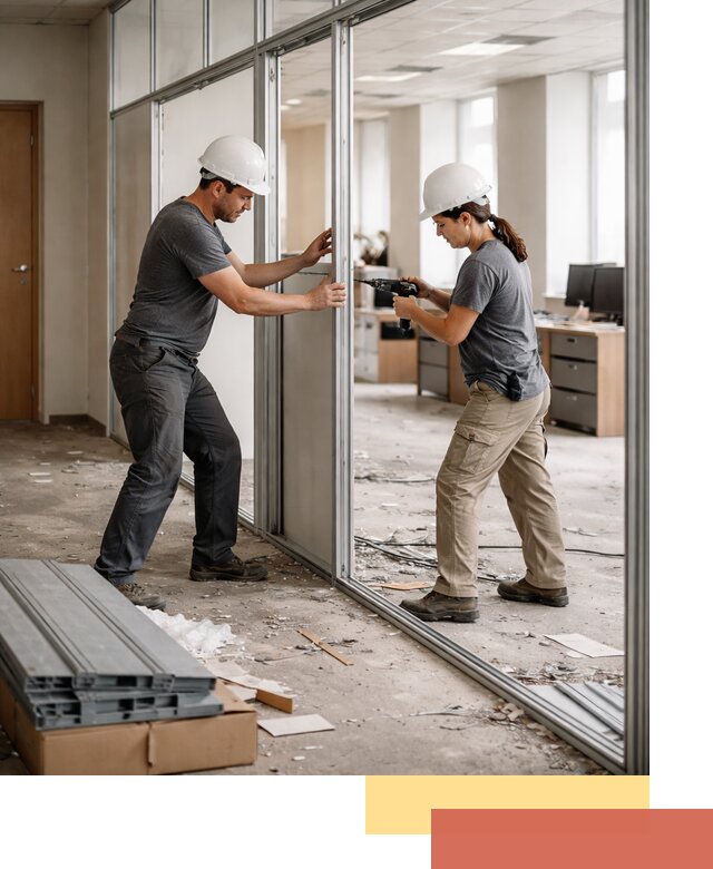 Демонтаж алюминиевых перегородок в Люберцах быстро и аккуратно