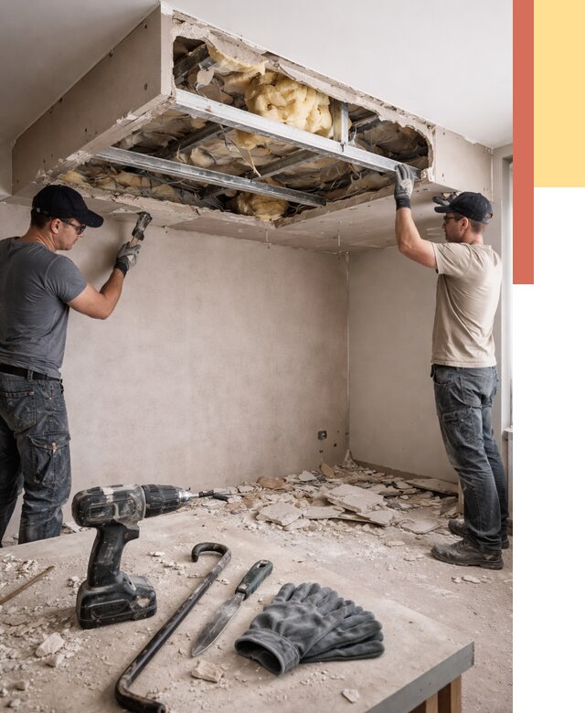 Демонтаж короба из гипсокартона в Люберцах от 1599 руб. — быстро и недорого | ОТДЕЛОЧНИК-Люб