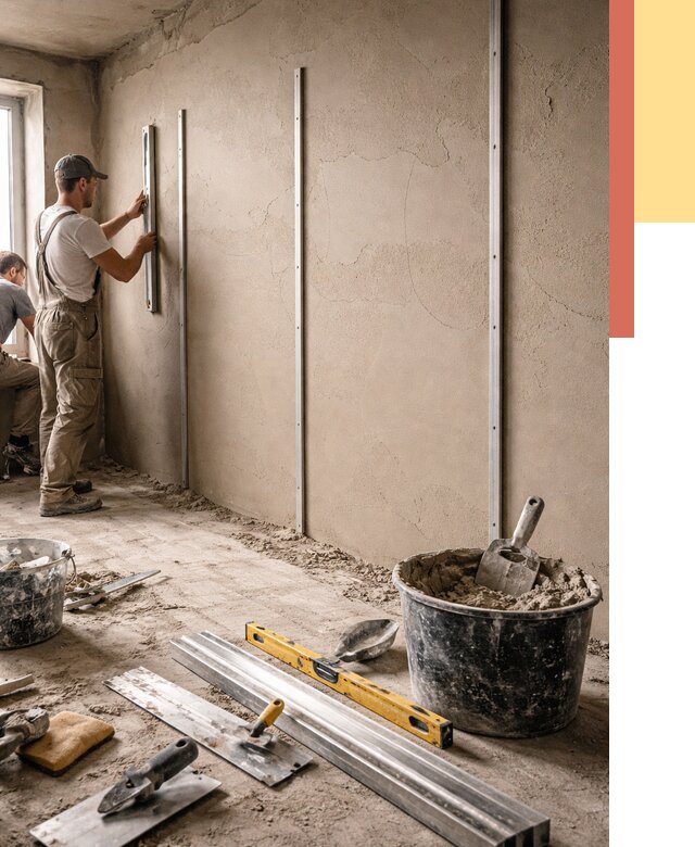 Штукатурка стен по маякам в Люберцах от 5787 руб./м² — выравнивание под ключ | ОТДЕЛОЧНИК-Люб