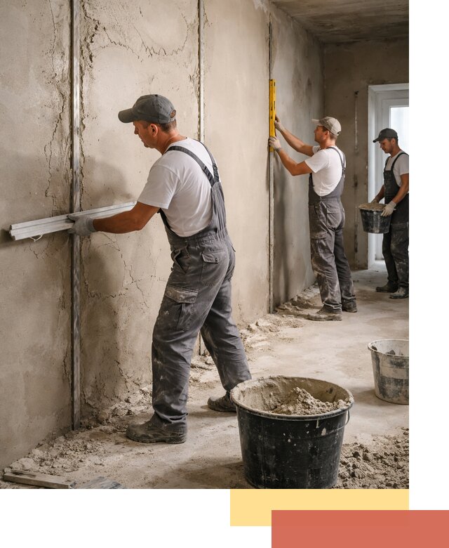 Штукатурка стен по маякам в Люберцах — точная и ровная поверхность