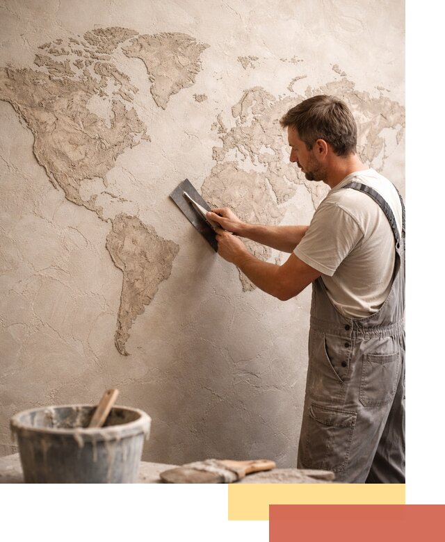 Декоративная штукатурка «Карта мира» под ключ в Люберцах