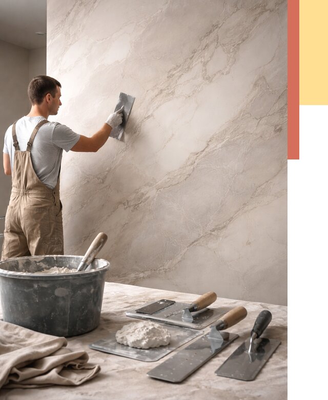 Декоративная штукатурка под мрамор в Люберцах от 2946 руб./м² — быстро и недорого | ОТДЕЛОЧНИК-Люб