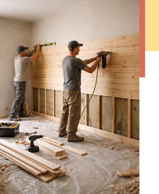 Монтаж деревянной вагонки на стены в Люберцах от 7891 руб. | Услуги монтажа вагонки | ОТДЕЛОЧНИК-Люб