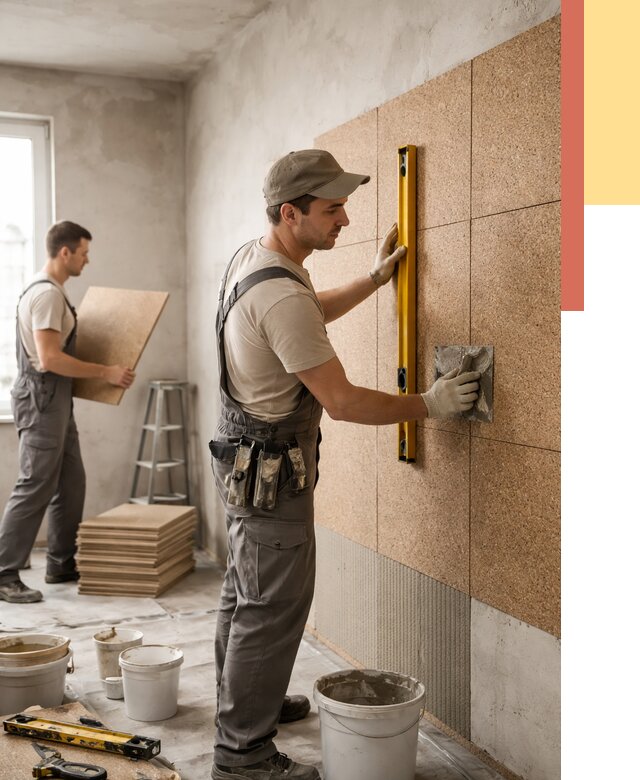 Монтаж пробковых панелей на стены в Люберцах от 3682 руб. — ОТДЕЛОЧНИК-Люб