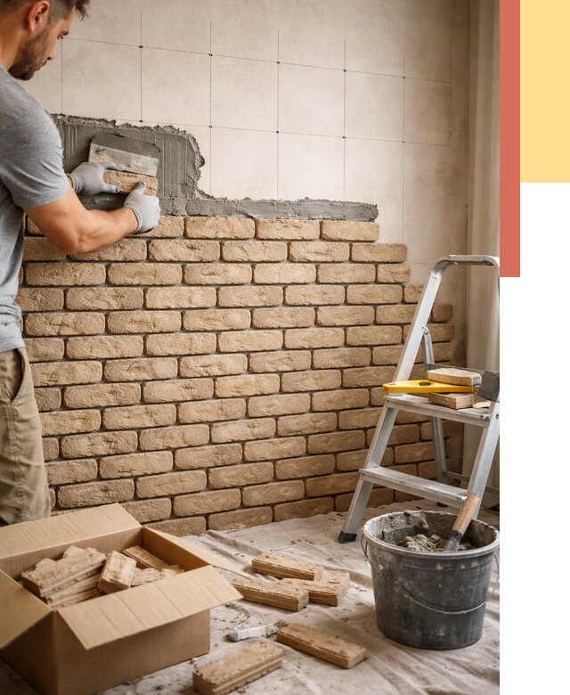 Монтаж декоративного кирпича в Люберцах от 3367 руб./м² — быстро и недорого | ОТДЕЛОЧНИК-Люб