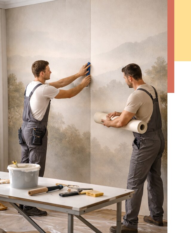 Поклейка фотообоев в Люберцах от 8943 руб/м² — быстро и недорого | ОТДЕЛОЧНИК-Люб