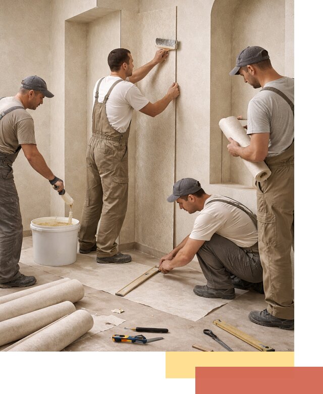 Поклейка обоев на сложные стены и неровные поверхности в Люберцах