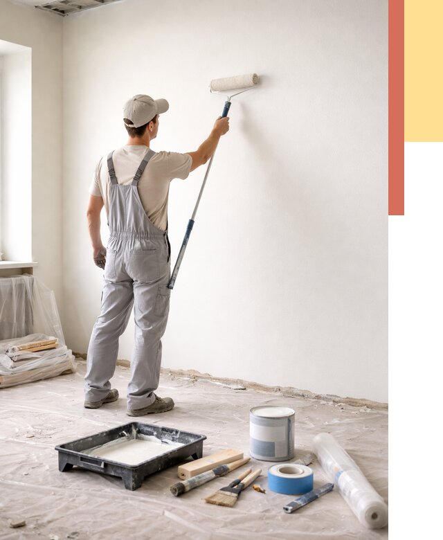 Покраска стен водоэмульсионной краской в Люберцах от 473 руб. за м² | ОТДЕЛОЧНИК-Люб