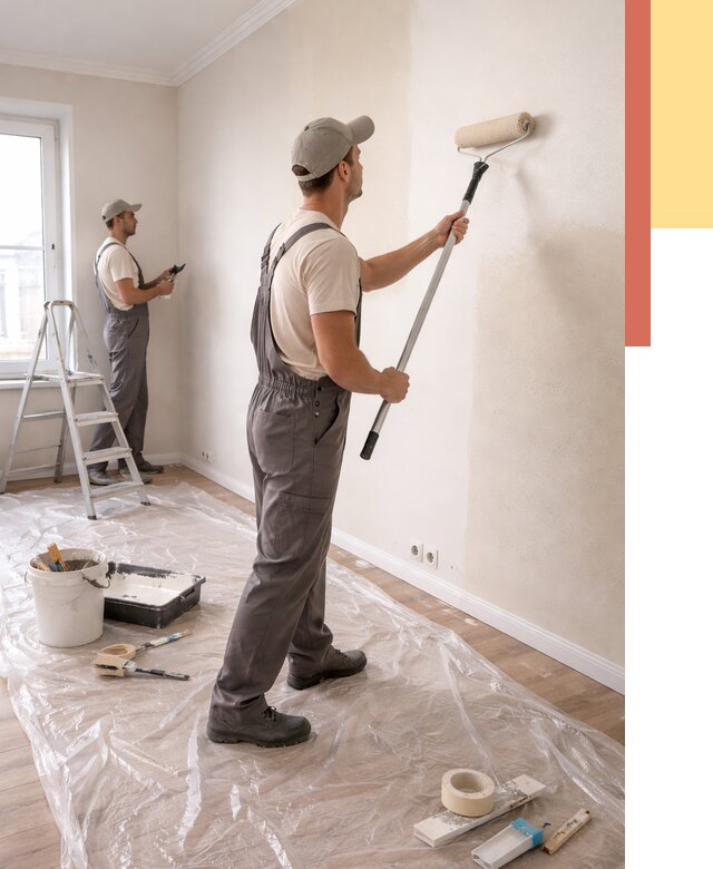 Покраска стен акриловой краской в Люберцах от 3682 руб./м² — быстро и недорого | ОТДЕЛОЧНИК-Люб