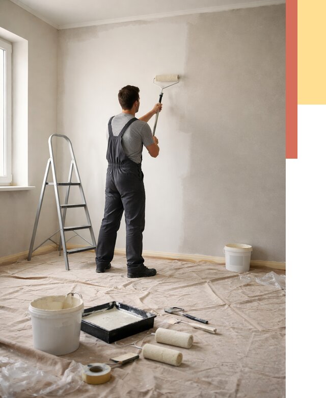 Покраска стен моющейся краской в Люберцах от 368 руб./м² — быстро и недорого | ОТДЕЛОЧНИК-Люб