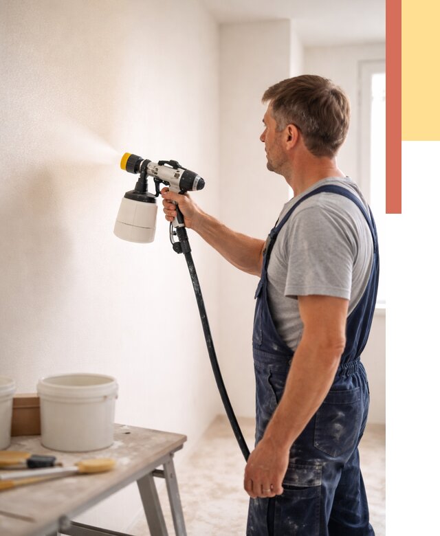 Покраска стен краскопультом в Люберцах от 7891 руб. — механизированная покраска | ОТДЕЛОЧНИК-Люб