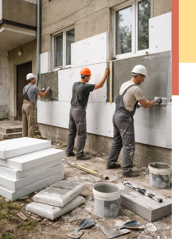 Утепление стен пенопластом в Люберцах от 1841 руб. — недорого и под ключ | ОТДЕЛОЧНИК-Люб