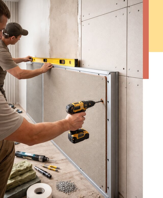 Шумоизоляция стен панелями ЗИПС в Люберцах от 2315 руб./м² под ключ | ОТДЕЛОЧНИК-Люб