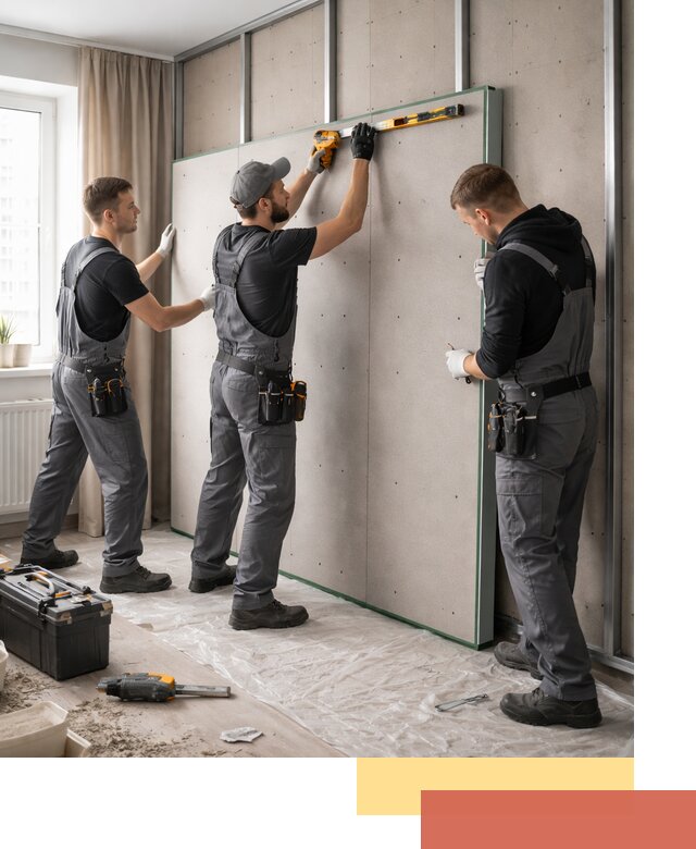 Шумоизоляция стен панелями ЗИПС в Люберцах для жилых и коммерческих помещений