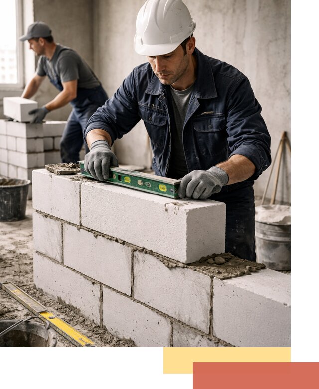 Кладка перегородок из пеноблока под ключ в Люберцах