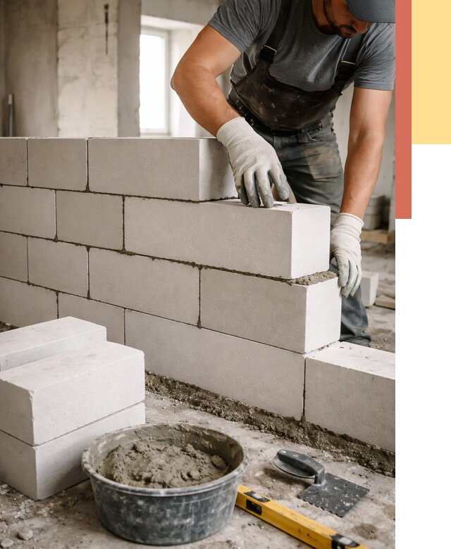 Кладка перегородок из силикатного блока в Люберцах от 4208 руб. под ключ | ОТДЕЛОЧНИК-Люб