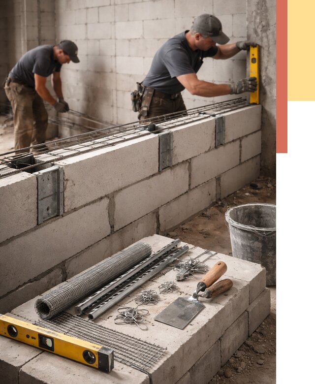 Армирование кладки перегородок в Люберцах от 789 руб. под ключ | ОТДЕЛОЧНИК-Люб