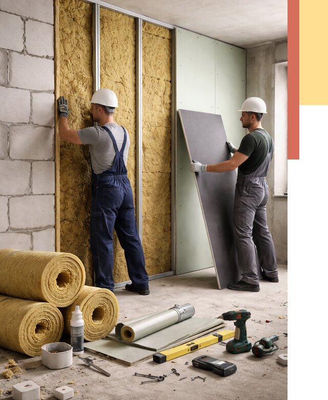 Шумоизоляция перегородок из блоков в Люберцах от 1946 руб./м² — быстро и недорого | ОТДЕЛОЧНИК-Люб