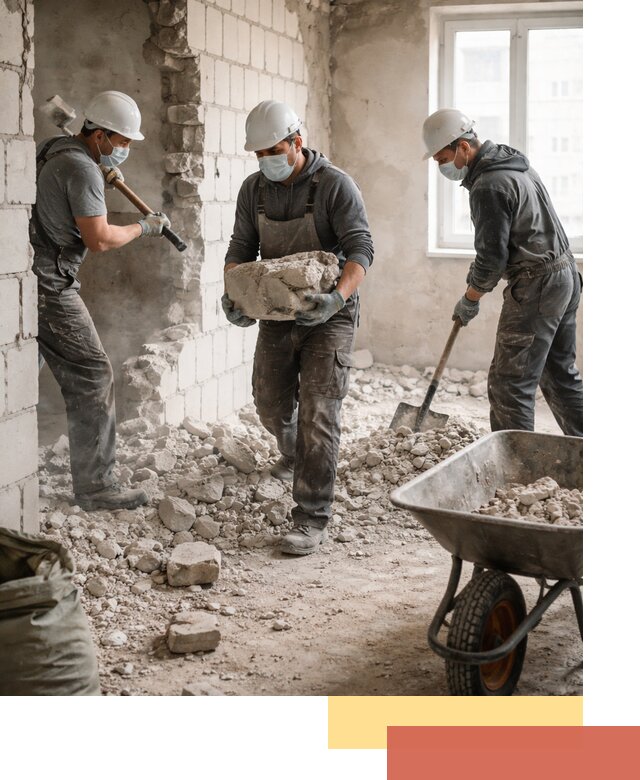 Демонтаж блочных перегородок в Люберцах быстро и аккуратно