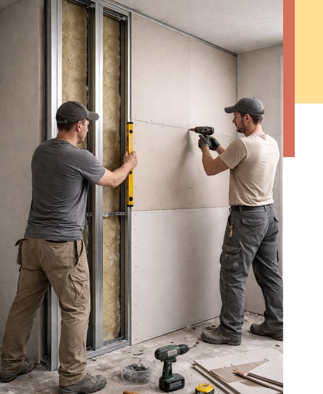 Монтаж двухслойной перегородки из гипсокартона в Люберцах от 1526 руб. | ОТДЕЛОЧНИК-Люб