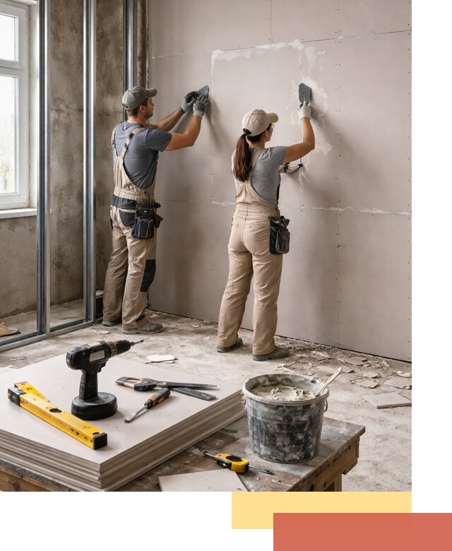 Монтаж двухслойной перегородки из гипсокартона в Люберцах