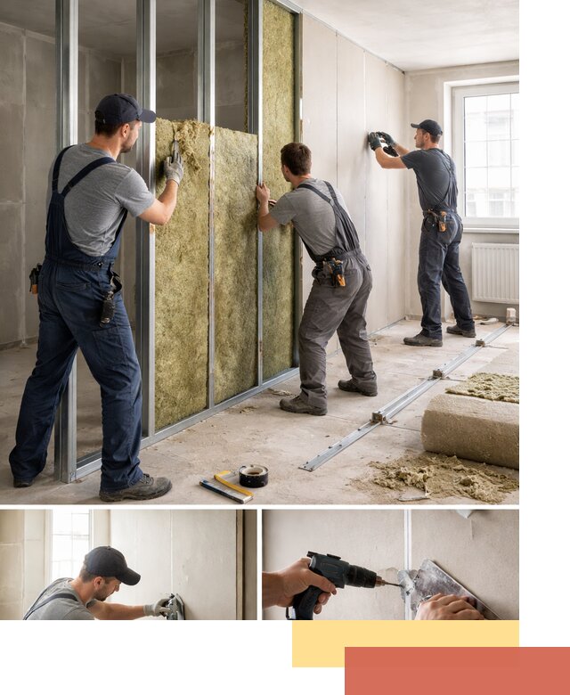 Перегородка из гипсокартона с шумоизоляцией в Люберцах — монтаж под ключ