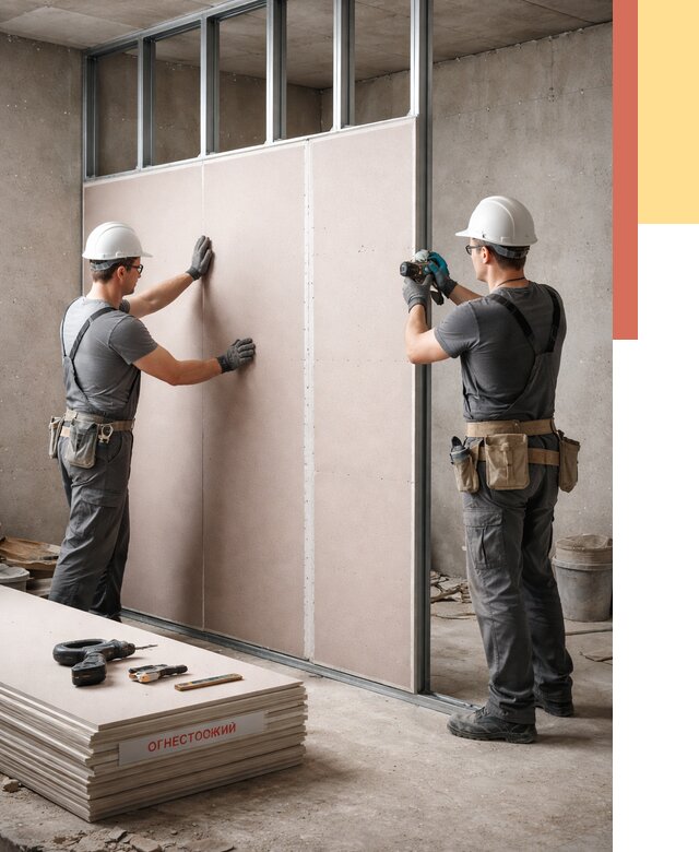 Перегородка из огнестойкого гипсокартона в Люберцах от 1946 руб. под ключ | ОТДЕЛОЧНИК-Люб