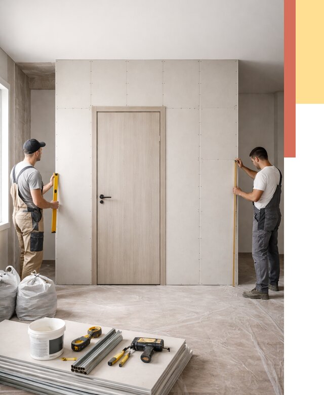 Перегородка из гипсокартона с дверью в Люберцах от 4734 руб. под ключ | ОТДЕЛОЧНИК-Люб