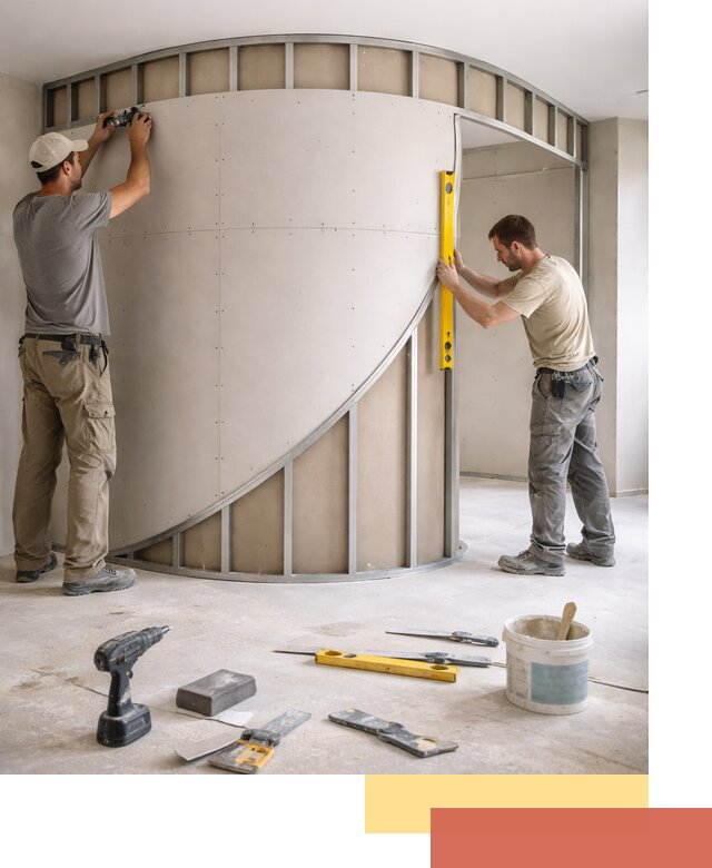 Радиусная перегородка из гипсокартона в Люберцах под ключ