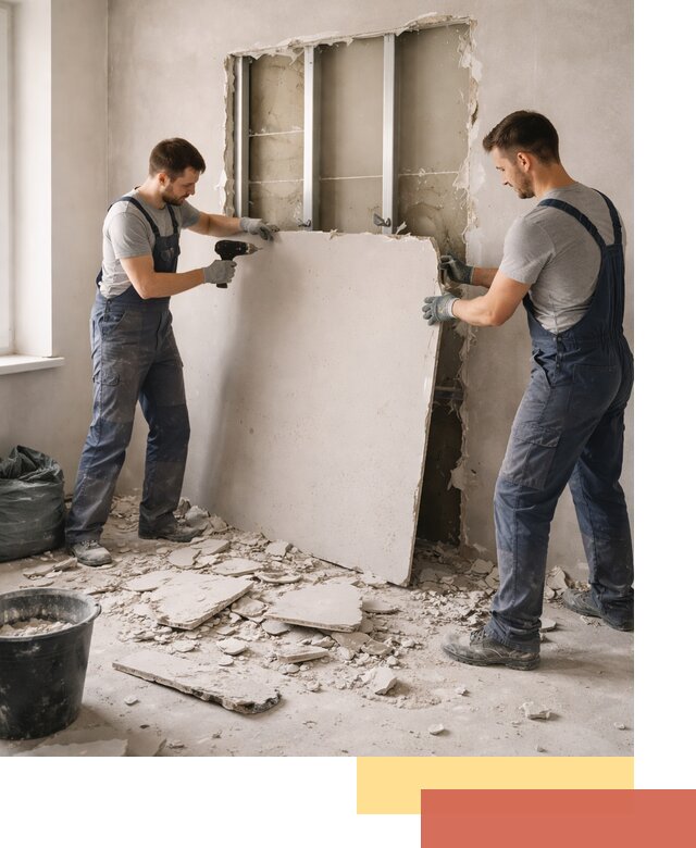 Демонтаж перегородки из гипсокартона в Люберцах быстрый и аккуратный