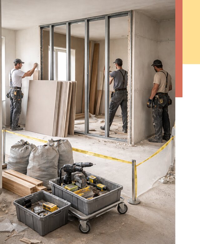 Перенос гипсокартонной перегородки в Люберцах под ключ от 4734 руб. | Демонтаж и монтаж – ОТДЕЛОЧНИК-Люб