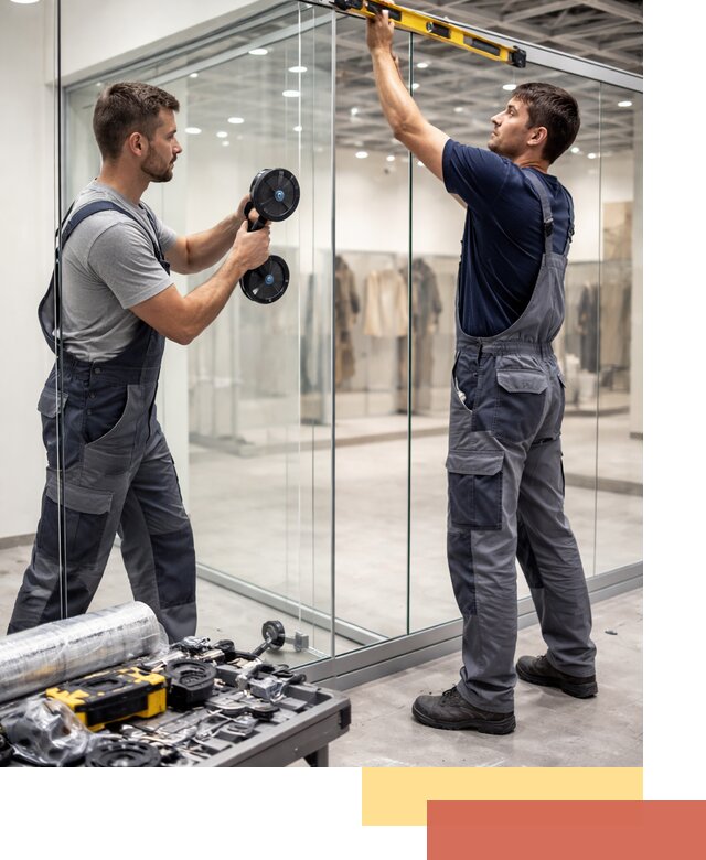 Стеклянные перегородки для магазинов в Люберцах — монтаж и установка