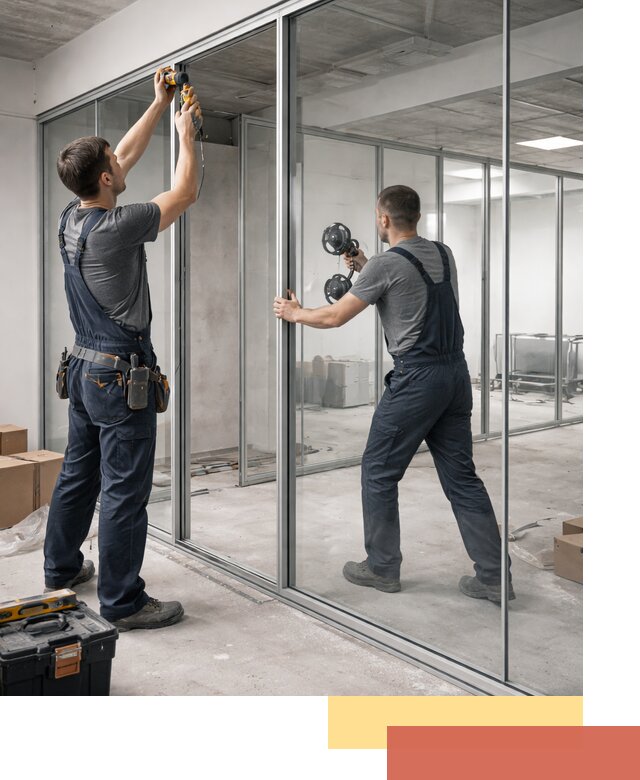 Алюминиевые перегородки со стеклом в Люберцах — изготовление и монтаж