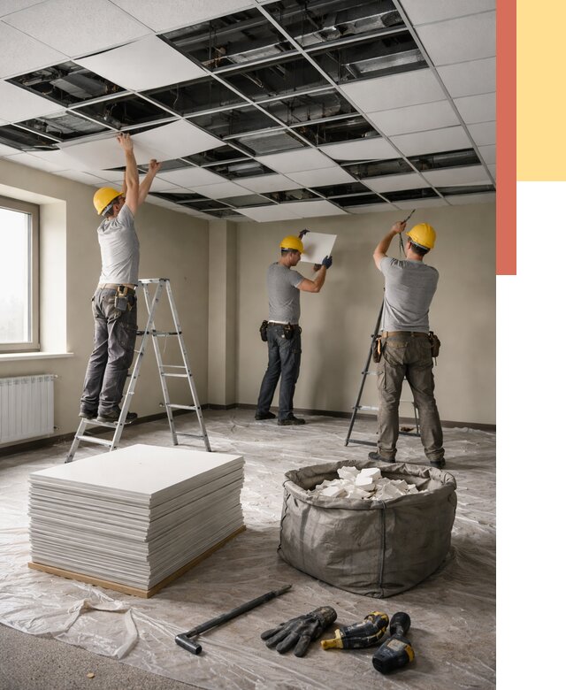 Демонтаж потолка Армстронг в Люберцах от 4734 руб. быстро и недорого | ОТДЕЛОЧНИК-Люб