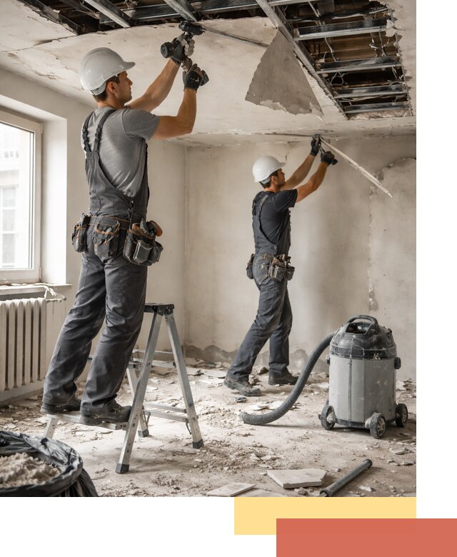 Демонтаж гипсокартонного потолка в Люберцах быстро и аккуратно