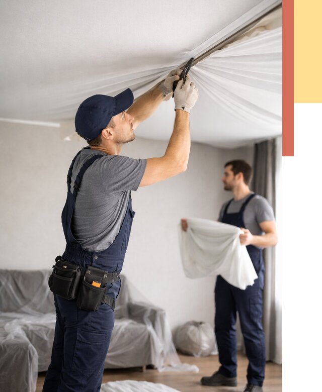 Демонтаж натяжного потолка в Люберцах от 4734 руб. — снятие и разбор под ключ | ОТДЕЛОЧНИК-Люб