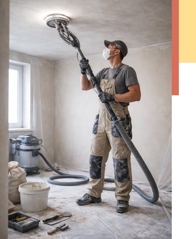 Шлифовка потолка в Люберцах от 3682 руб. — услуги шлифования потолка | ОТДЕЛОЧНИК-Люб