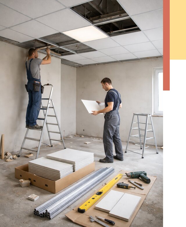 Монтаж потолка армстронг в Люберцах от 4734 руб/м2 — быстрая установка под ключ | ОТДЕЛОЧНИК-Люб