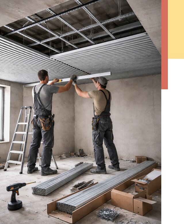 Монтаж реечного потолка в Люберцах от 4734 руб. под ключ | ОТДЕЛОЧНИК-Люб