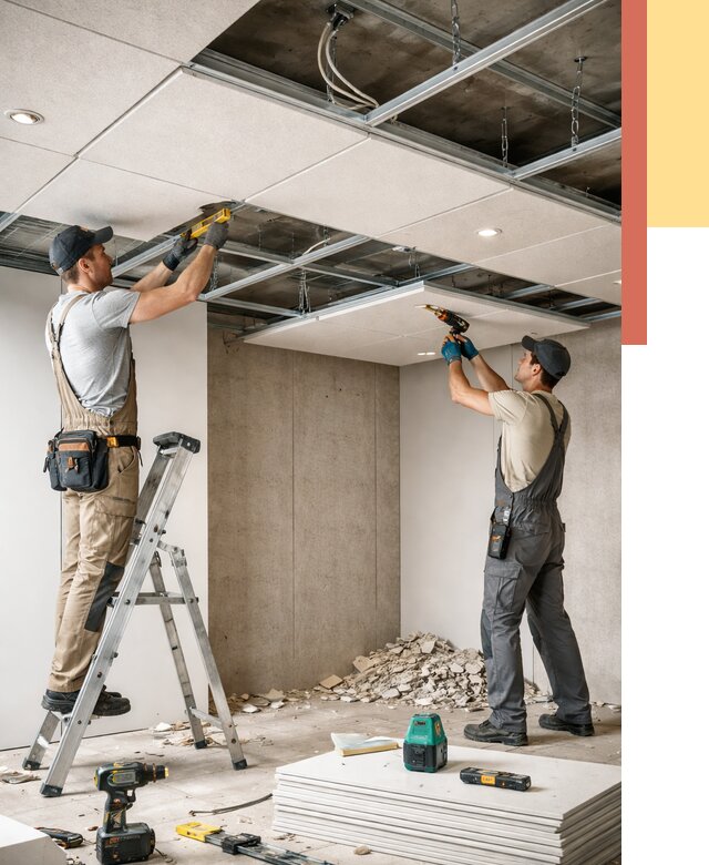 Монтаж акустического потолка в Люберцах от 6839 руб/м2 — быстро и недорого | ОТДЕЛОЧНИК-Люб