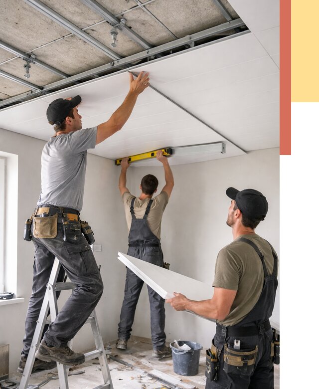 Монтаж потолка из ПВХ панелей в Люберцах от 3682 руб./м2 — быстро и недорого | ОТДЕЛОЧНИК-Люб