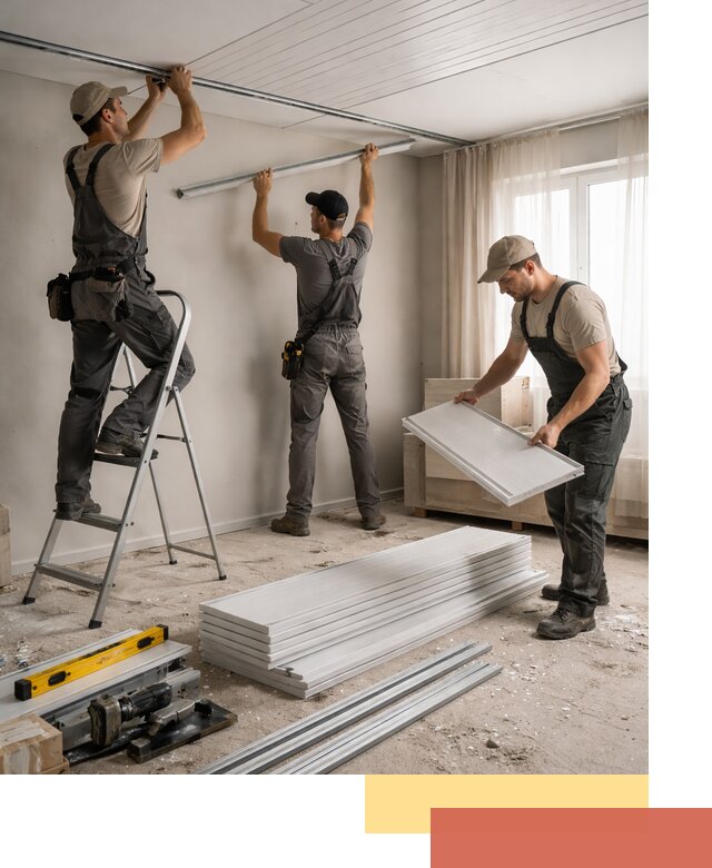 Монтаж потолка из ПВХ панелей в Люберцах оперативно и качественно